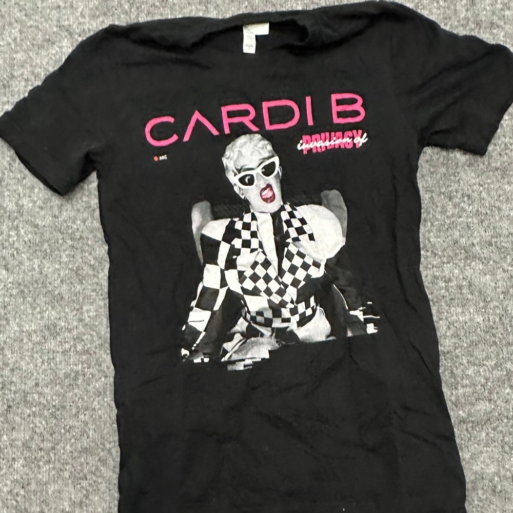 Cardi B T-Shirt Womens Size S Black Invasion of Privacy 2019 Tour Graphic Tee
